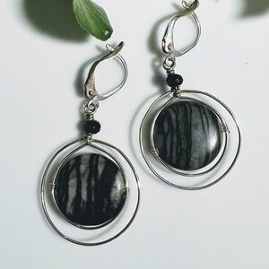 Sterling Silver and Black Jasper earrings